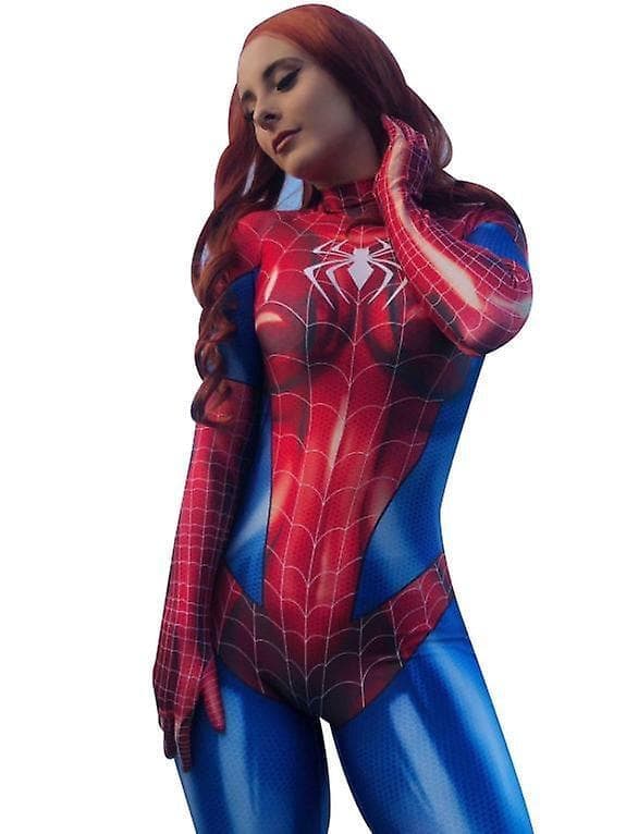 Spiderman Cosplay-kostyme for kvinner, Halloween påske zy L rød Z
