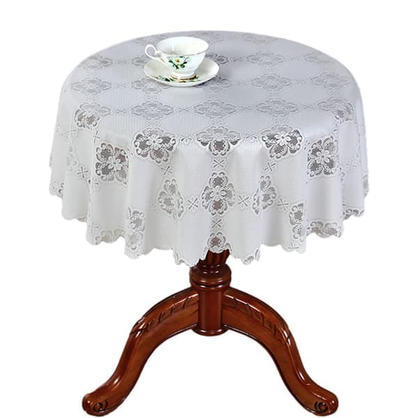 Hvit farge rund blonde duk Elegant bordplate dekorativt trekk for arbeidsrom hjem Hibiscus