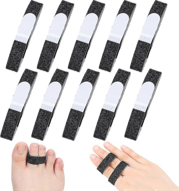 5 stk. Buddy Tape Fingerstropper Sklisikre Krok- og Løkkefingerskinner, Gjenbrukbare Stoff Buddy Wraps for Brukne Tær og Skadde Fingre
