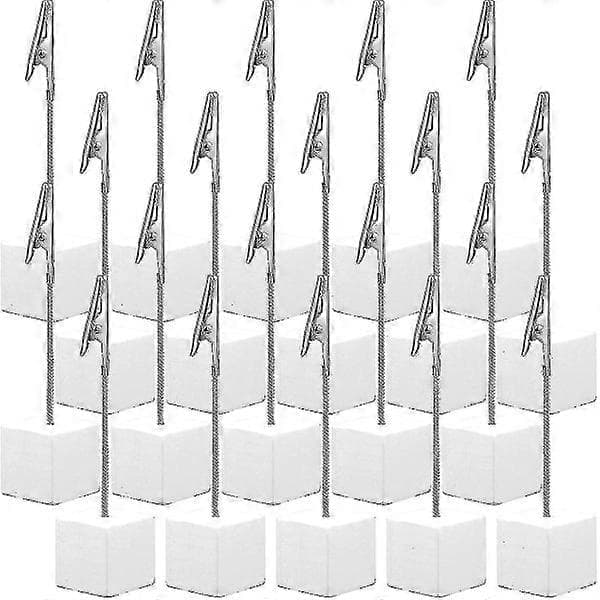20 Stykker Plasskort Holder Kube Fotoklips Holder Med Alligatorklips Trebase Memo Bordnummer Holder Kort Display Stativ for Kontor Meny Bryllup