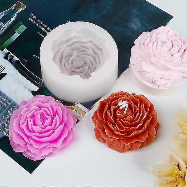 DIY Stor Peon Blomst Lys Silikonform Lyslaging Håndverk Bakeformer