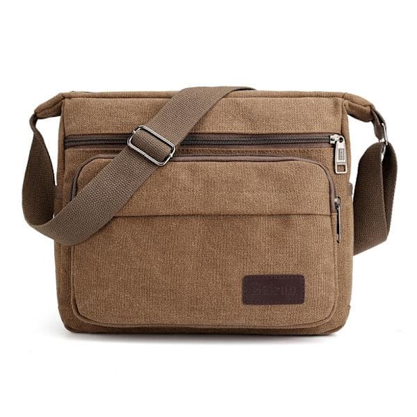 Vanntett budveske skulderveske medium, multiflommers canvas crossbody-veske for menn kvinner, casual herreveske(M)-WELLNGS