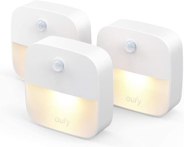Lumi 3-pakning LED-nattlys med bevegelsessensor, varmt hvitt lys, automatisk på/av, orienteringslys, energieffektivt (3-pakning)