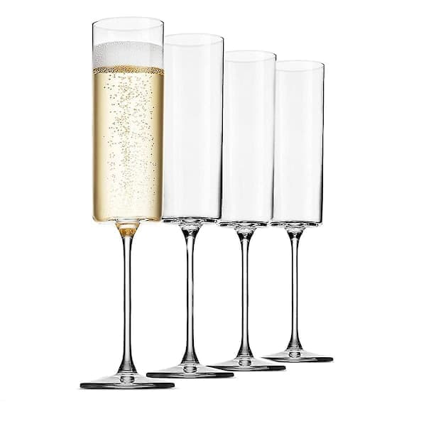 Champagne Glass 4-Pack 6-Ounce Champagne Glass 4-Pack, Premium Square Edge Blown Wine Glass The Best