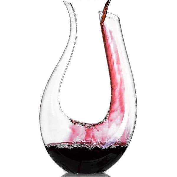 1,5 liters U-formet vinkaraffel i krystallglass, blyfri rødvin karaffel, luftet vinflaske med karaffelglass, karaffel flaske