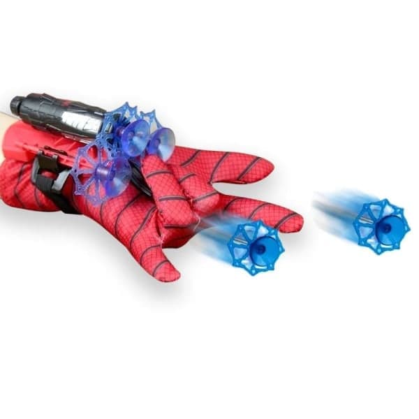 Spiderman Web Shooter for barn - skyter ut sugekopper Rød
