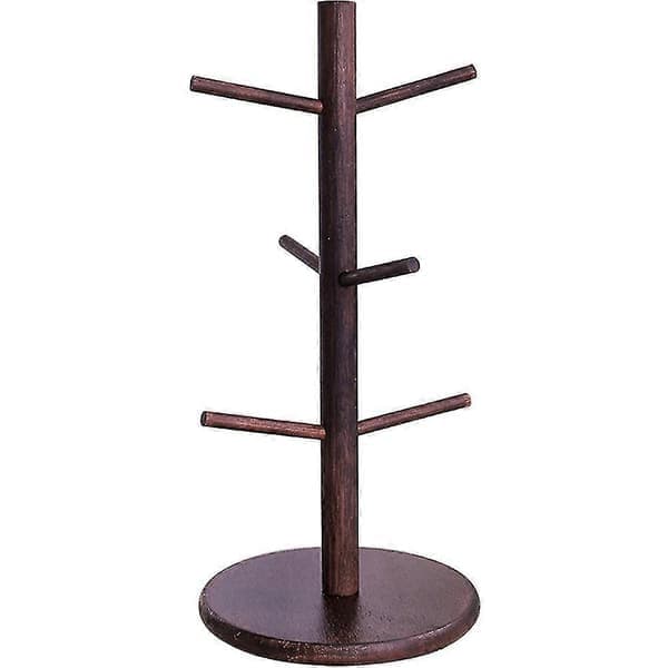 Kaffekoppholder, kaffekopptre, kaffeorganisasjonsstasjon med 6 kroker, kaffekoppholdere i bambus F