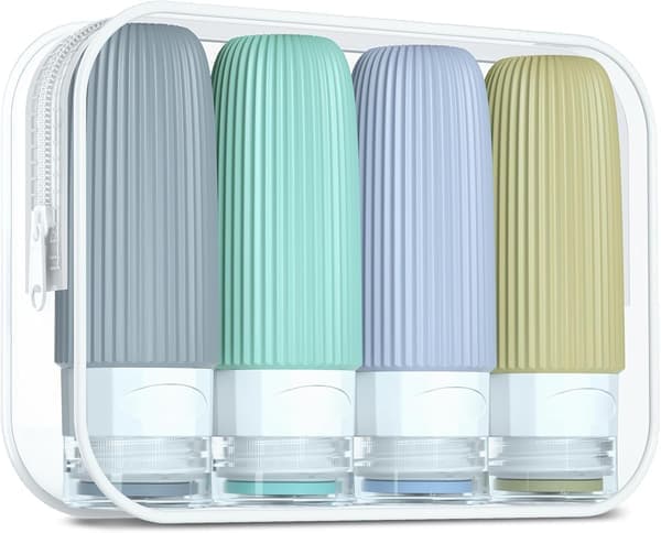Reisetoalettartikler flasker, 60 ml silikon reiseflasker, CAA-godkjent, BPA-fri (pakke med 4)
