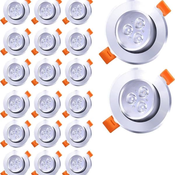 Pakke med 20 LED innfelt spotlights 3W kald hvit 6000K 245LM KLB