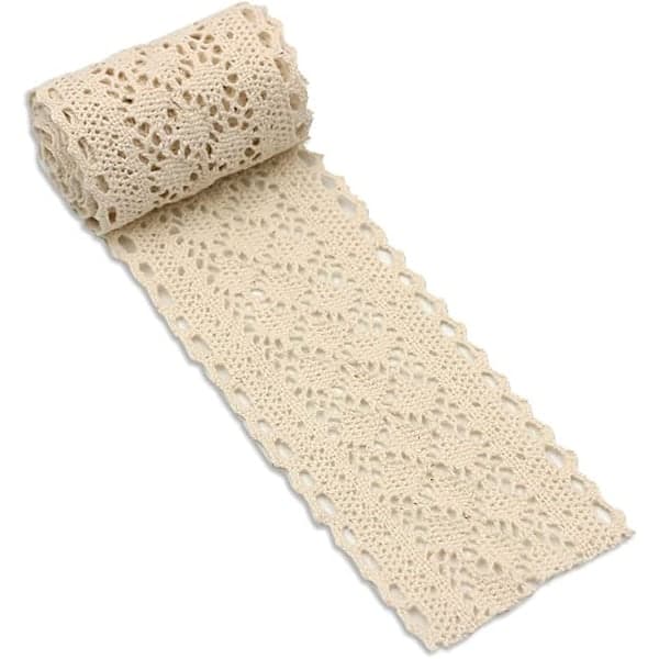 5 meter bred 5,8 cm bomull heklet blonder kanting trim bånd vintage stil beige blonder bånd elfenben blonder kant trim bånd for DIY