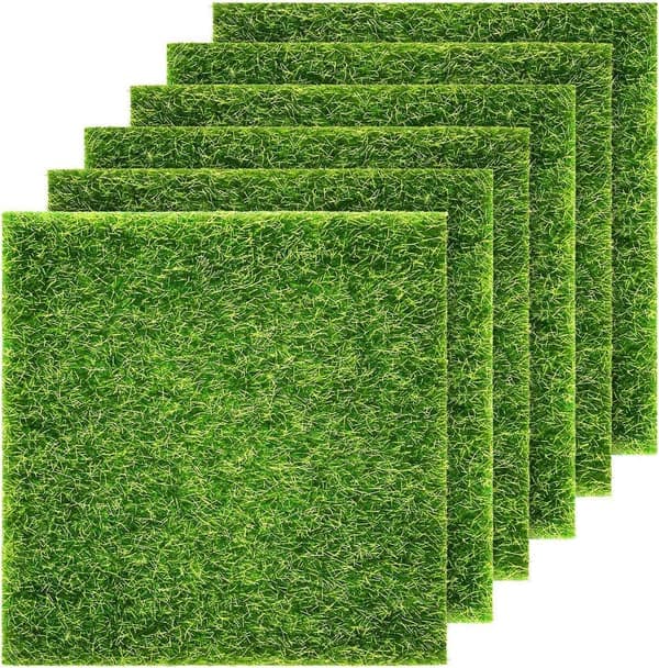 6 Pakke Fe Hagemølle Gress 6 x 6 Tommer Miniatyr Kunstig Håndverk Gress for Dukkehus Ornament