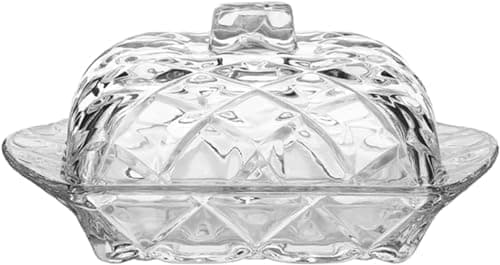 Smørfat i glass med lokk, vintage smørfat, smørboks 16,8x11CM