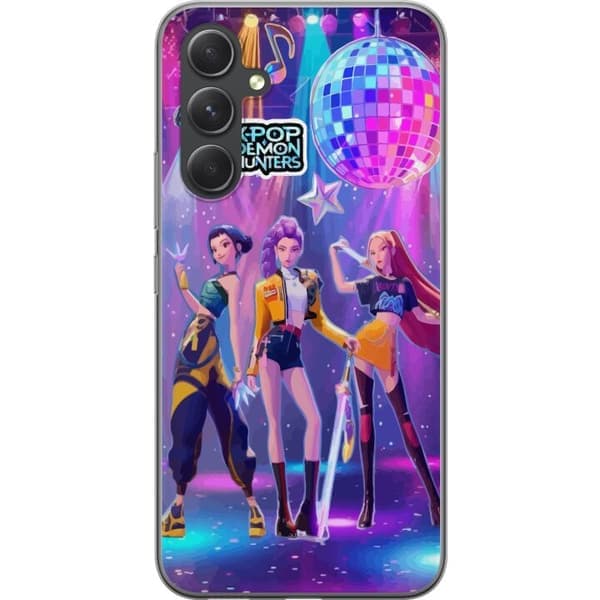 Kompatibelt Mobildeksel til Samsung Galaxy S24 K-pop Demon Hunters jentegruppe på en neonlyst scene med diskokule, futuristiske antrekk, sterke farge