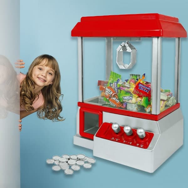 Godterimaskin med gripklo, lys og lyd - Candy Grabber