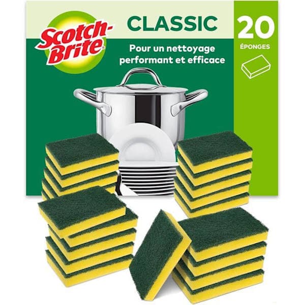 Skuresvamp for intensiv bruk Scotch-Brite Classic, 20 stk. – slitesterk skuresvamp som fjerner fett