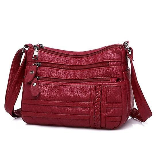 Håndveske Annmouler Fashion Dameveske Pu Mykt Lær Skulder Bag Flerlags Crossbody Bag Kvalitet Liten Veske Merke Rød Håndveske Penger (crossbody