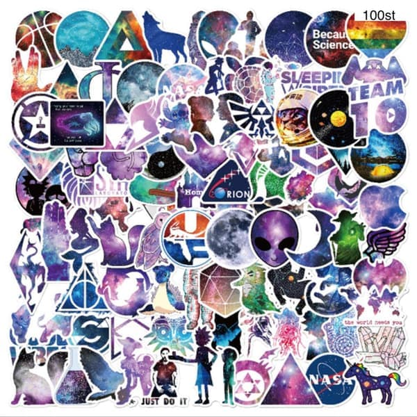 100 stk motegrafitti-klistremerker Vanntett bærbar skøyte - Space