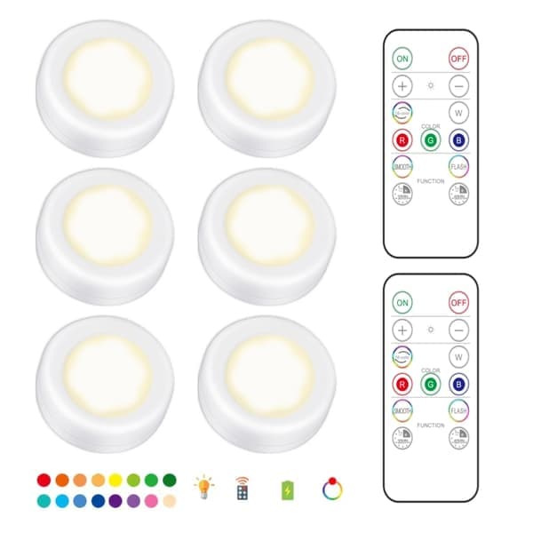 6 LED-spotlights 2 fjernkontroller RGB Design - Flerfarget