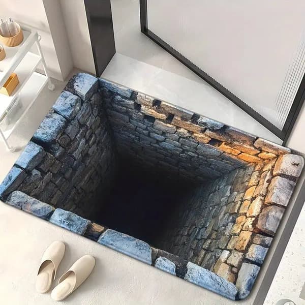 Dørmatte Sklisikker Gulvmatte i Polyester, Vaskbar 3D-trykk med Visuell Fantasieffekt