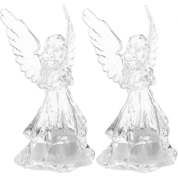2 stk. Fargeskiftende LED Engellampe Lys Hageengel Gaver Hagedekor Glimrende 3D Belyst Engelfigur For Skrivebordsdekorasjon Fødselsdagspres...