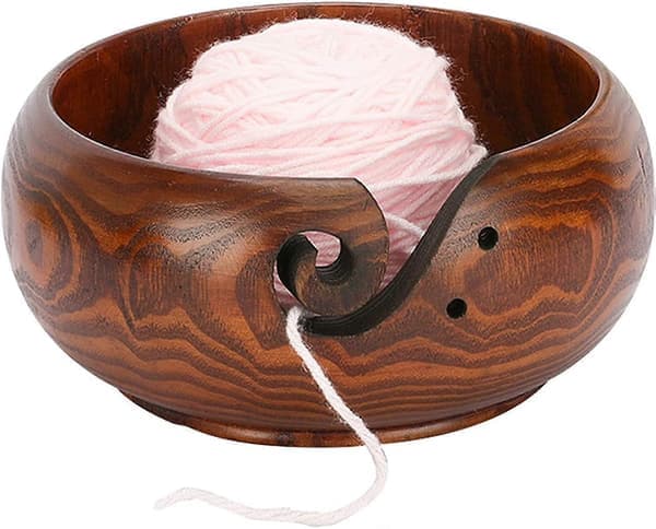 Stor premium trefiberbolle for oppbevaring av tilbehør og utstyr, strikke- og heklegarnholder, håndlaget garnbolle, brun eske, 15 cm