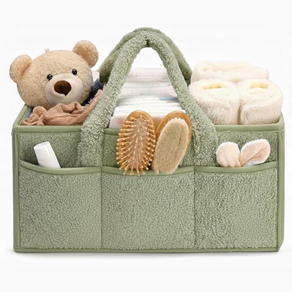 Bleie Caddy Organizer med Håndtak – Babykurv Bleie Organizer for Barnerom & Reise