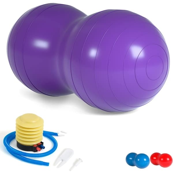 Peanøttball for barneterapi, Anti-burst treningsball, 90x45cm Yogaball med pumpe, Treningsball av treningsstudiokvalitet for graviditet