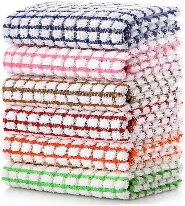 Kjøkkenhåndklær, 40 cm x 63 cm Bulk Bomulls Kjøkkenhåndklær, 6-pakning Oppvaskkluter For Oppvaskkluter For Tørking Av Oppvask Klær Og