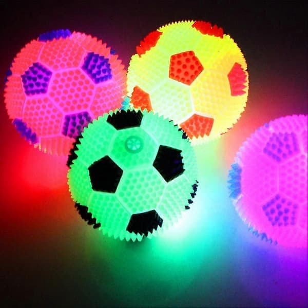 Farfi Barn LED Lys Sprettball Blinkende Fotball Glødende Fotball Knirkende Lydleke