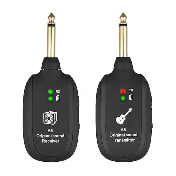 Trådløst gitaroverføringssystem Elektrisk gitar Trådløs pickup Trådløs sender/mottaker A8 Gitar Trådløs mottaker