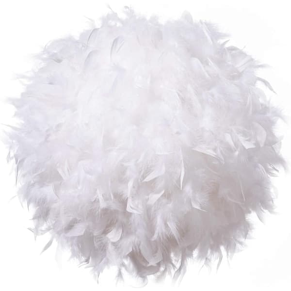 Fjærlett lampeskjerm til taklampe. Fluffy lampe - Perfekt
