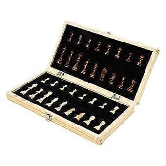 Magnetisk Sammenleggbart Sjakkbrett i Tre 39x39cm Innvendig Oppbevaring, Perfekt Puslespill