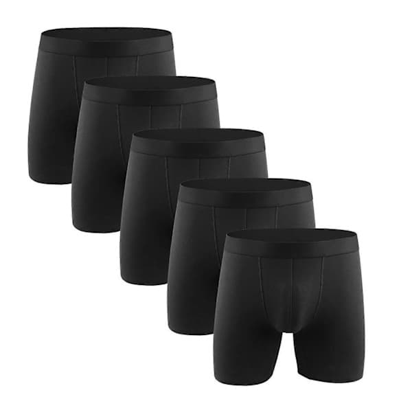 5PK Herre Undertøy Stor Størrelse Underbukser Ekstra Lange Sport Svarte Underbukser-WELLNGS