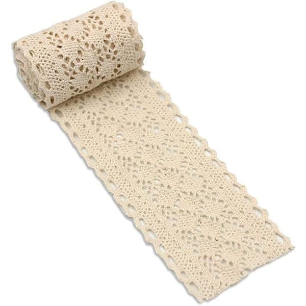 5 meter bredde 5,8 cm bomulls heklet blondekant trim bånd vintage stil beige blondebånd elfenben blondekant trim bånd for DIY
