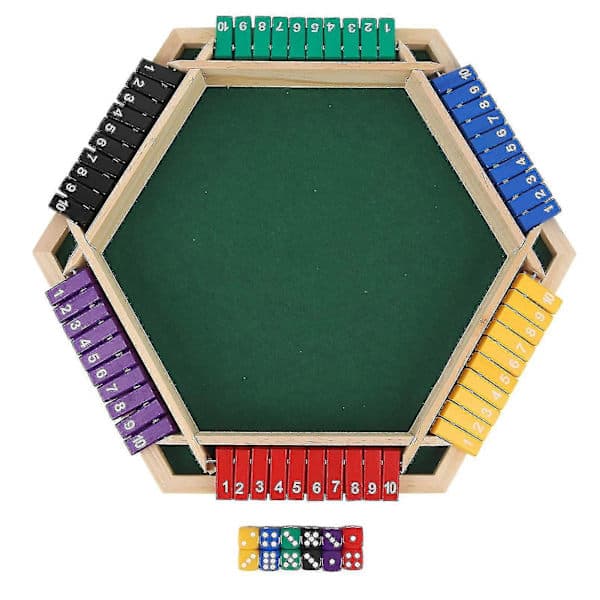 Shut The Box Terningespill 6 Spillere 6 Fargers Sidet Trebordplate Shut The Box Spill Med 12 Terninger{h}