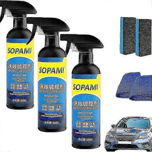 1-3 sett Sopami bilbeleggspray, beskyttende hurtig bilvoks polish Kompatibel med bil og motorsykkel