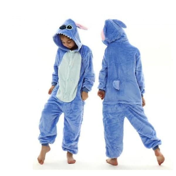 Stitch Kigurumi Pyjamas for Barn Varmt Nattøy Dyre Onesies Julegaver Respektert 140cm