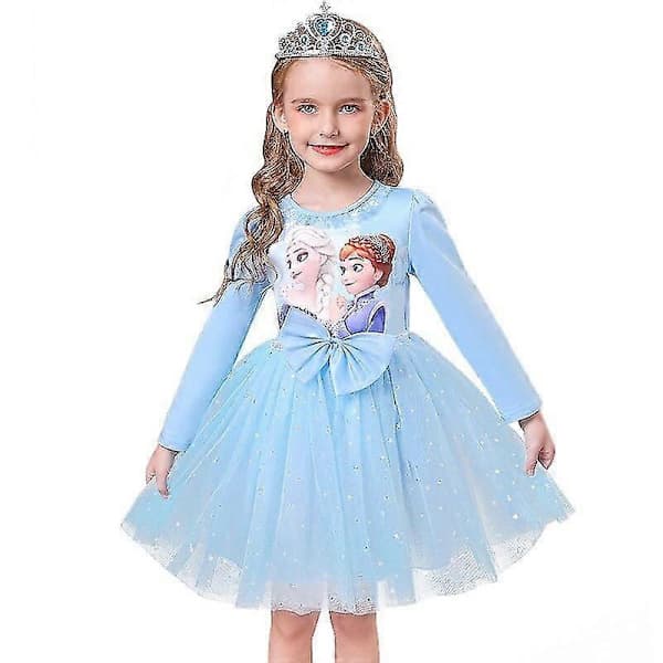 Prinsesse Elsa høstkjoler for jenter, langermet Anna-kjoler, barnebursdag, ballkjole