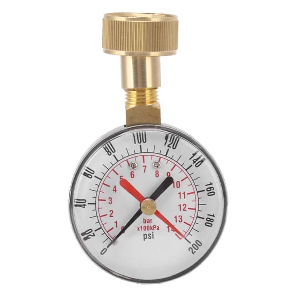 Vanntrykksmåler Aluminiumlegering Jern 0 til 200Psi Universal Vanntrykksmåler med 3/4 Hunslange Gjenge Kompatibel med Erstatning