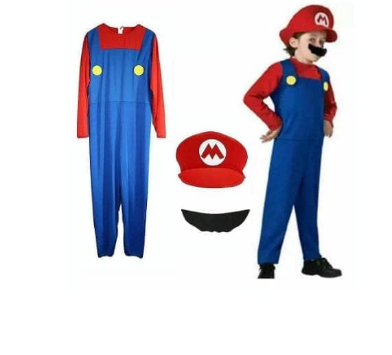 Barn Super Mario Luigi Bros Cosplay Fancy Dress Outfit Kostym