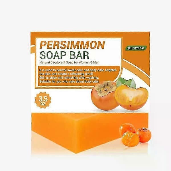 Persimon Såpestykke for Lukt hos Eldre, Naturlig Deodorant Kropps- og Ansiktsåpe for Kontroll av Kroppslukt, Fjerner Dårlig Kroppslukt,