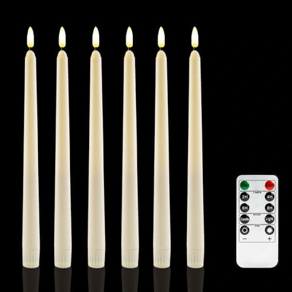 6-pakning Batteridrevne LED-lys med fjernkontroll og timer, flimrende varmhvitt lys av ekte voks D-FX-