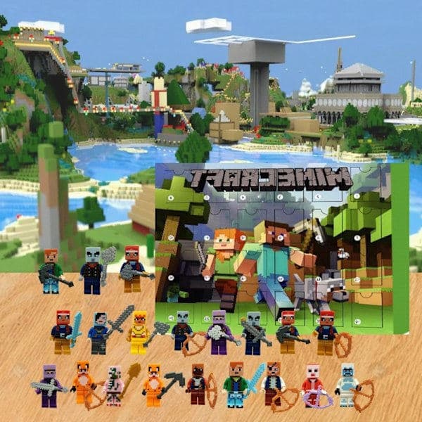 Minecraft Adventskalender 2024, Byggesett Actionfigurer Leker, 24-dagers Julekalender, Julegaveboks Kalender for Voksne Barn Fans[GPA]