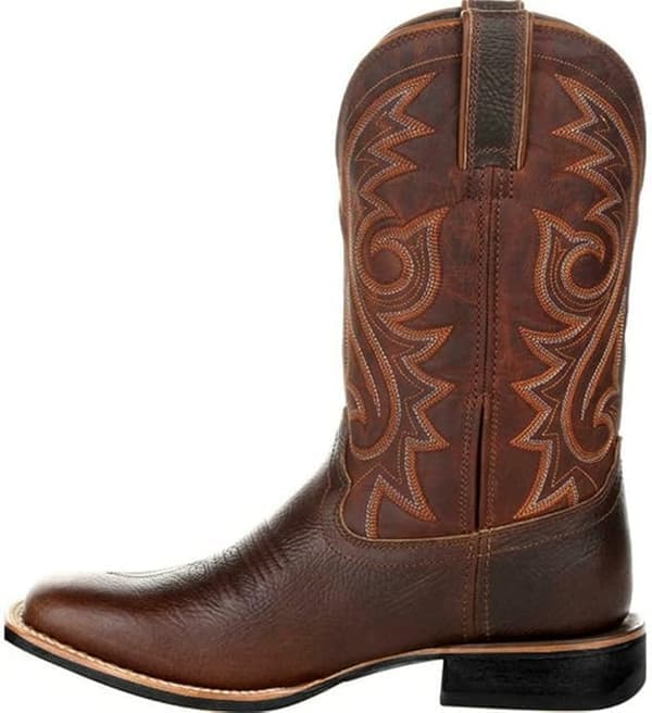 Herre og Dame Sport Bred Firkantet Tå Western Cowboy Boots brun