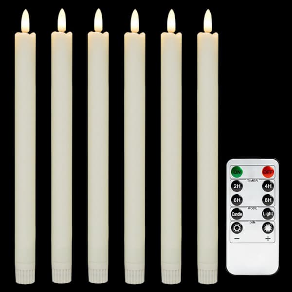 6-pakning batteridrevne LED-lys med fjernkontroll og timer, varmhvitt flimrende lys