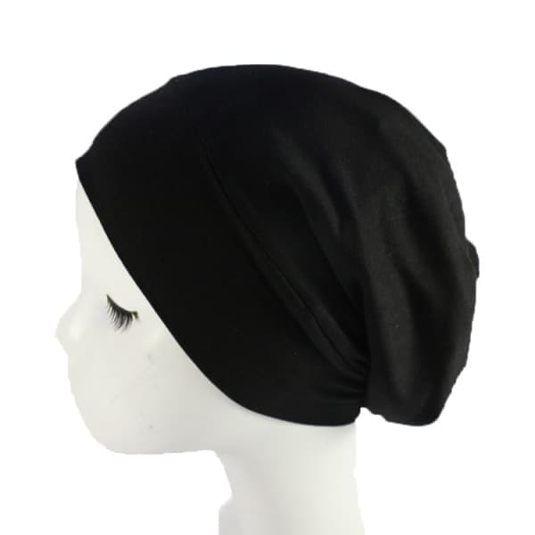 TG Satengforet Lue, Silkelue Sovehatt Cap Cover Slouchy Lue Nattlue Justerbar for Krøllete Svart Hår Svart