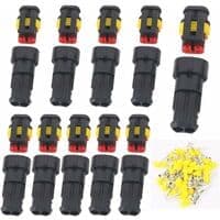 12V vanntett kontakt, vanntett elektrisk kontakt, 1,5 mm hann- og hunnterminaler, vanntett ledningskontakt for