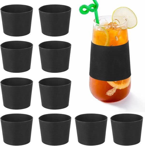 Tumbler, Silikonhylse for Glass, 10 Stykker Silikon Sklisikre Beskyttende Hylsene, Gjenbrukbare Kopphylser for Kaffe Kopp, Glass Kopp, Varme Drikker