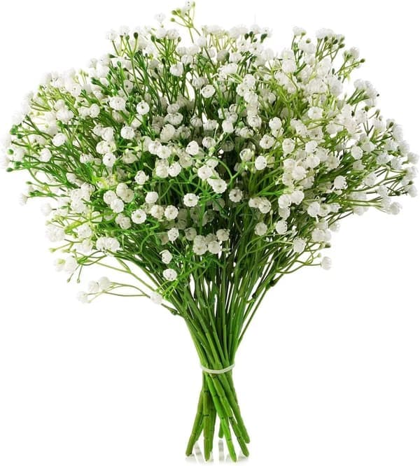5 stk hvite kunstige blomster - Kunstige plastfalske for