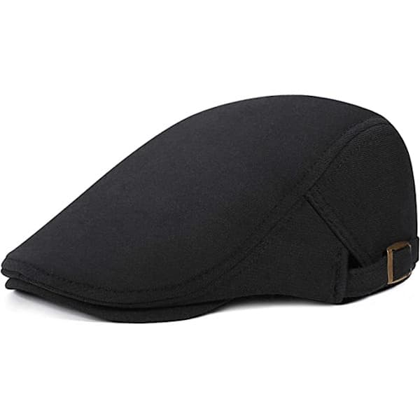 Beret Cap Menn Justerbar Flat Vintage Lvy Hat(Svart)